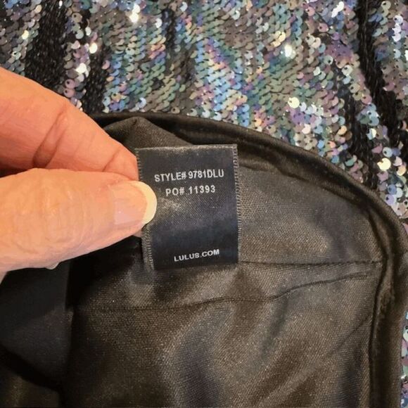 Lulus Sequin Long Sleeve Mini Dress Blue Purple Green Bodycon Sparkle Size XS - Picture 9 of 14